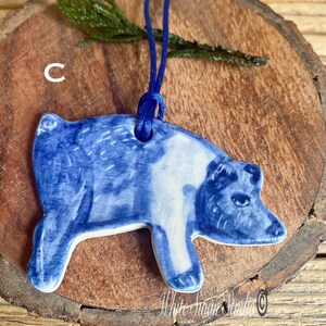 One Pig delftware, porcelain blue and white handmade ornaments. USA image 5