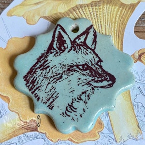 Fox pendant/necklace. Woodland focal, handmade porcelain pendant USA image 8