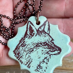 Fox pendant/necklace. Woodland focal, handmade porcelain pendant USA image 5