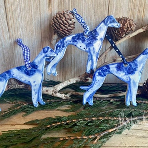 One Greyhound handmade, porcelain, delftware ornament. Ceramic Dog ornament, USA image 6