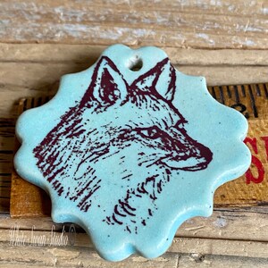 Fox pendant/necklace. Woodland focal, handmade porcelain pendant USA image 9