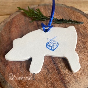 One Pig delftware, porcelain blue and white handmade ornaments. USA image 9