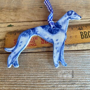 One Greyhound handmade, porcelain, delftware ornament. Ceramic Dog ornament, USA image 9