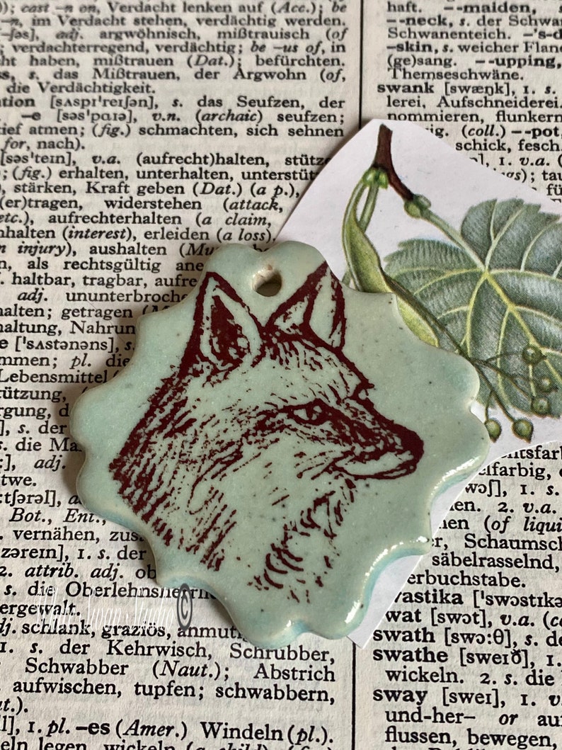 Fox pendant/necklace. Woodland focal, handmade porcelain pendant USA image 7