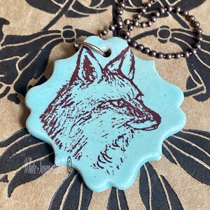 Fox pendant/necklace. Woodland focal, handmade porcelain pendant USA image 3