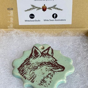 Fox pendant/necklace. Woodland focal, handmade porcelain pendant USA image 6