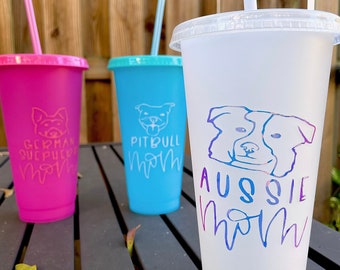 Dog Mom tumbler Aussie Gift for dog mom Lab Golden Husky etc 24 oz Tumbler Dog Mom Color Changing Tumbler cup Fur mama tumbler Pug