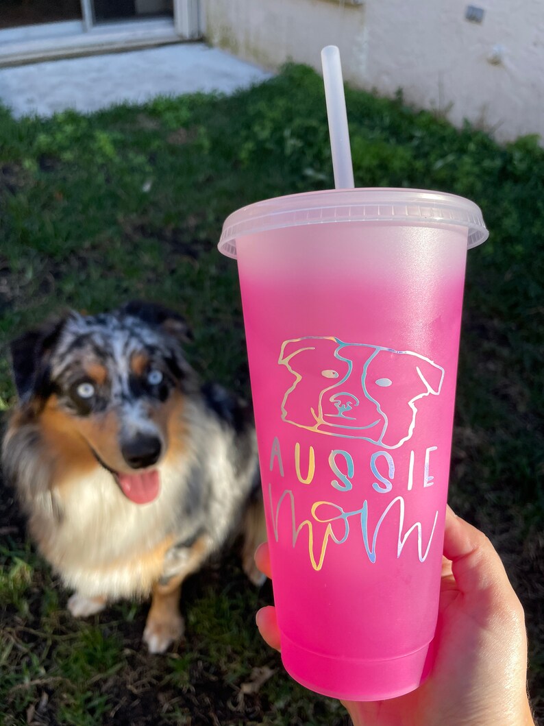 Dog Mom tumbler Aussie Gift for dog mom Lab Golden Husky etc 24 oz Tumbler Dog Mom Color Changing Tumbler cup Fur mama tumbler Pug