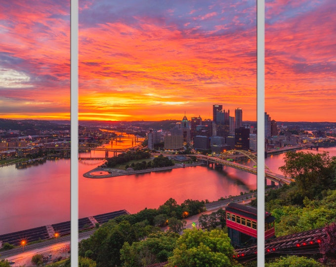 A vibrant Pittsburgh sunrise - Pittsburgh Triptych - Various formats