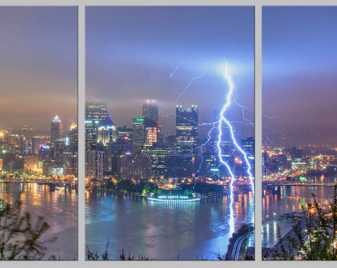 A double lightning strike - Pittsburgh Triptych - Various formats