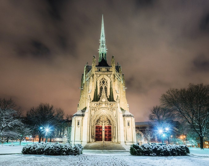 Clouds rush over Heinz Chapel on Pitt's Campus in Oakland - Various Prints