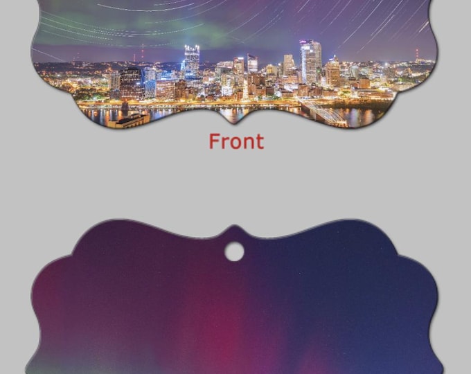 Northern Lights and Star Trails over Pittsburgh - Pittsburgh Christmas Ornaments