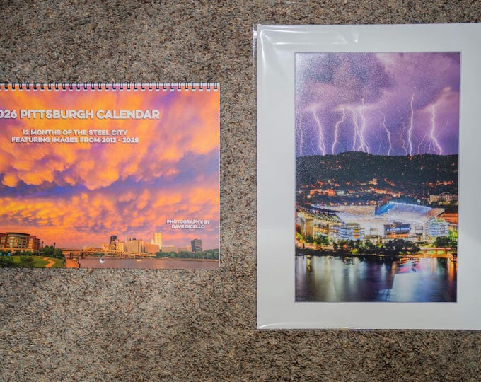 2026 Pittsburgh Calendar and Print Bundle - Lightning over Acrisure