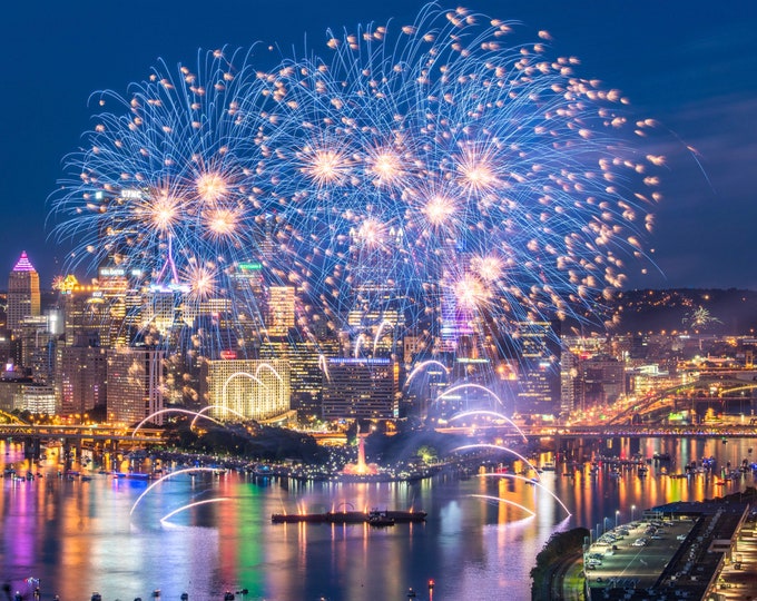 July 4th Fireworks in Pittsburgh - Pittsburgh skyline - Various Prints