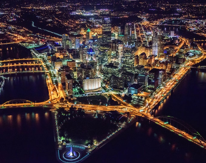 Pittsburgh at night from above - Pittsburgh skyline - Various Prints