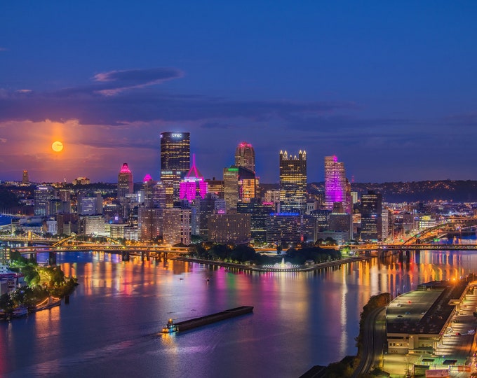 First of a blue moon - Pittsburgh skyline - Various Prints