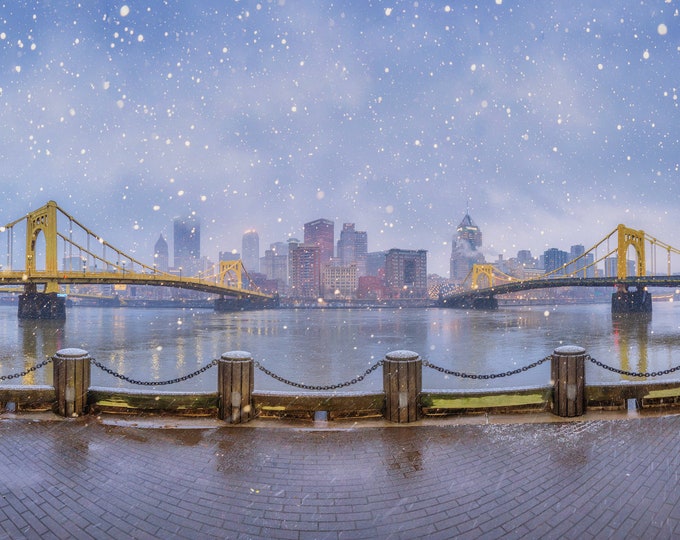 The North Shore in the Snow - Pittsburgh Snowglobe Series - Various Prints