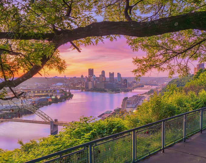 Framing sunrise on the West End - Pittsburgh skyline - Various Prints