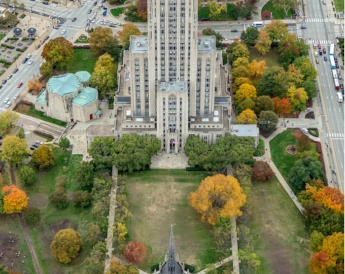 Cathedral of Learning and Heinz Chapel on the campus of the University of Pittsburgh in the fall - Various Prints