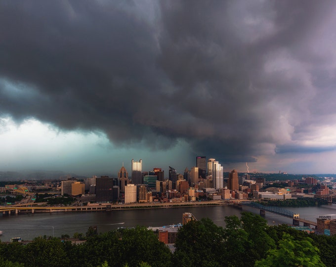 A spring storm in the 'Burgh - Pittsburgh skyline - Various Prints