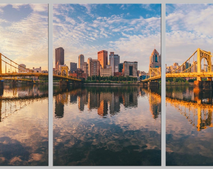 Sunrise on the North Shore - Pittsburgh Triptych - Various formats