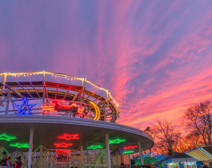 The Jackrabbit at Kennywood Park during a beautiful sunset - Pittsburgh Prints - Various Prints