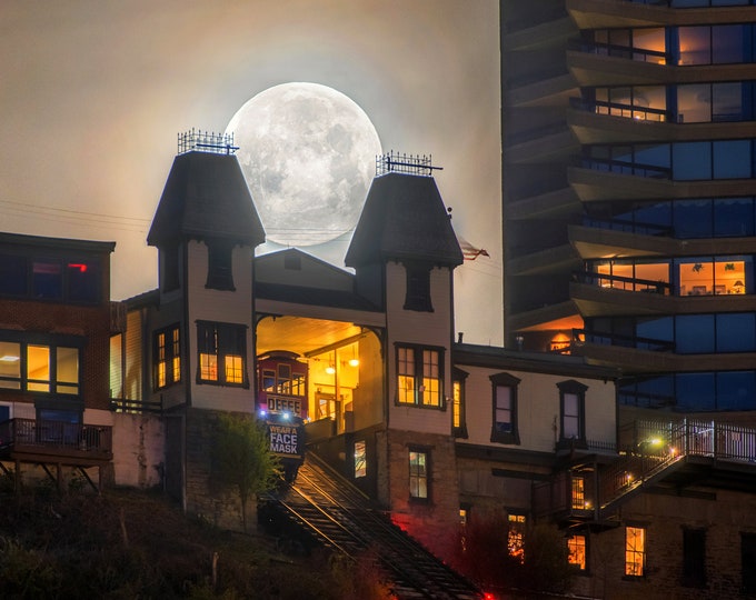 An eerie moonlit night - Pittsburgh skyline - Various Prints