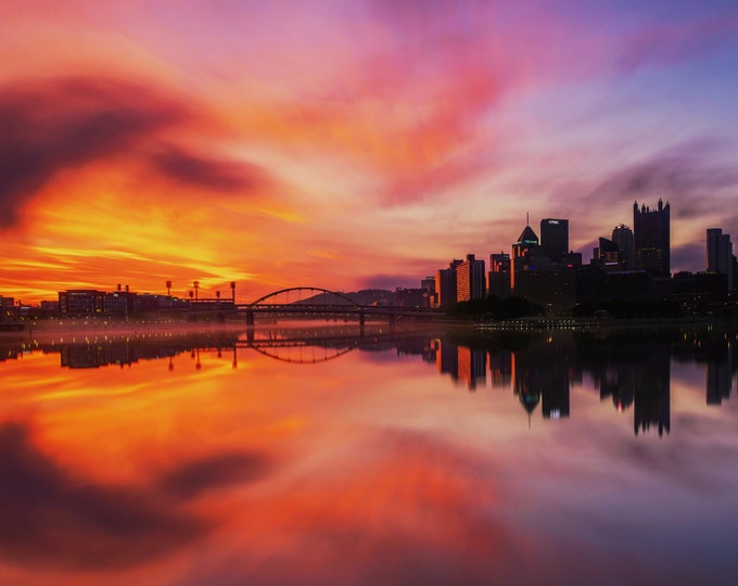 Two and a half minutes of sunrise - Pittsburgh skyline - Various Prints