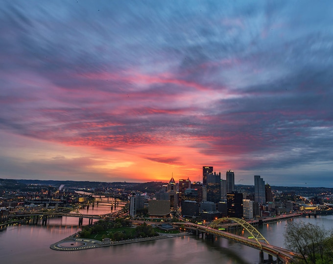 A vibrant spring sunrise in Pittsburgh - Various Prints