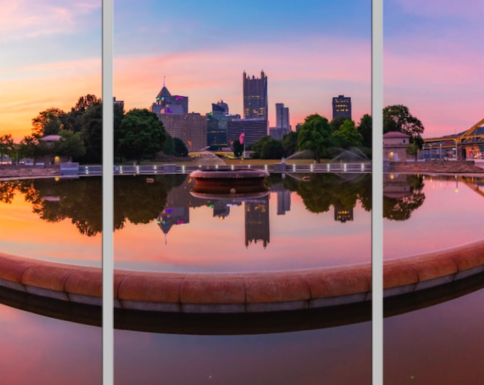 Morning at the fountain - Pittsburgh Triptych - Various formats