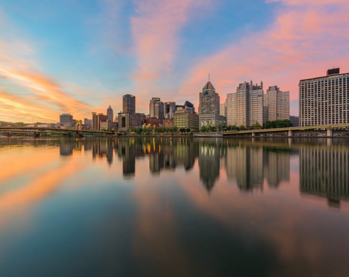 A colorful sunrise on the North Shore - Pittsburgh Prints - Various Prints