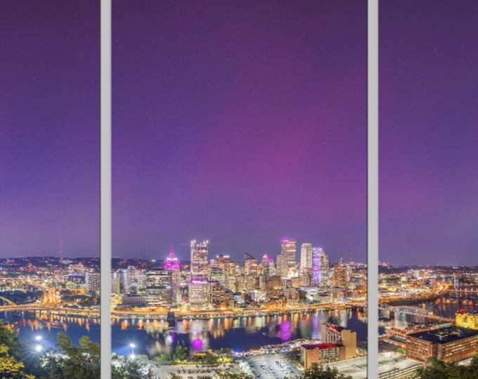 A panorama of the Northern Lights over Pittsburgh - Pittsburgh Triptych - Various formats