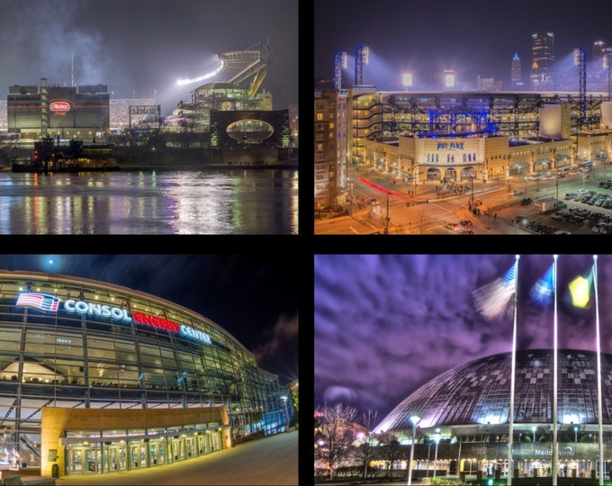 The Stadiums of Pittsburgh - PNC Park, Heinz Field, CONSOL Energy Center and the Civic Arena - Various Prints