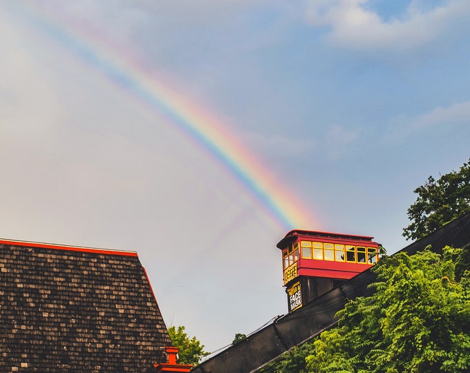 Incline at the end of the Rainbow - Pittsburgh skyline - Various Prints