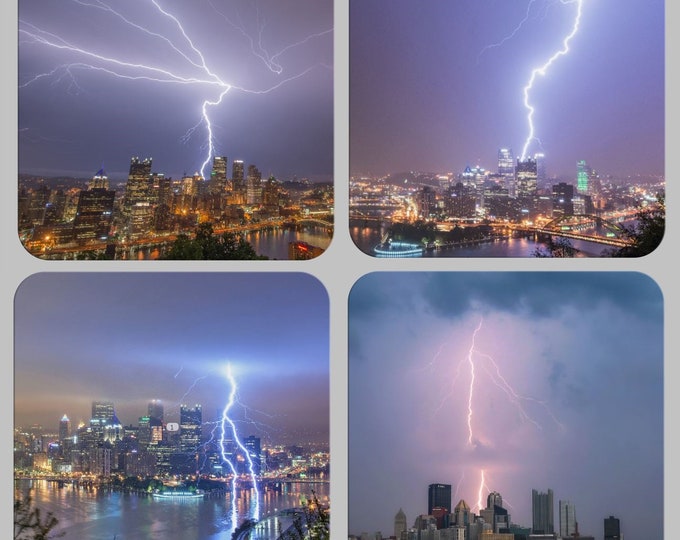 Lightning over Pittsburgh - Pittsburgh Coaster Set