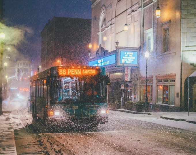 A snowy commute - Pittsburgh skyline - Various Prints