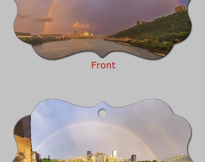 Vibrant rainbows over Pittsburgh - Pittsburgh Christmas Ornaments