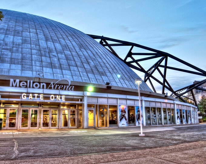 Gate One of the Civic Arena (Mellon Arena)  - Pittsburgh skyline - Various Prints