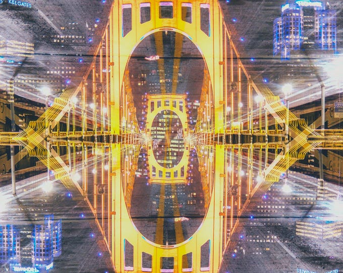 A double exposure of the Clemente Bridge - Pittsburgh skyline - Various Prints