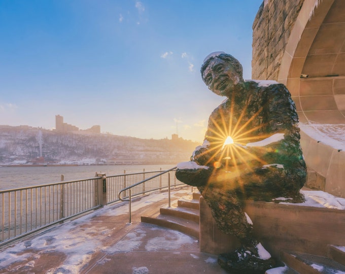 Pittsburgh's Favorite Neighbor - Mr. Rogers Statue - Pittsburgh skyline - Various Prints