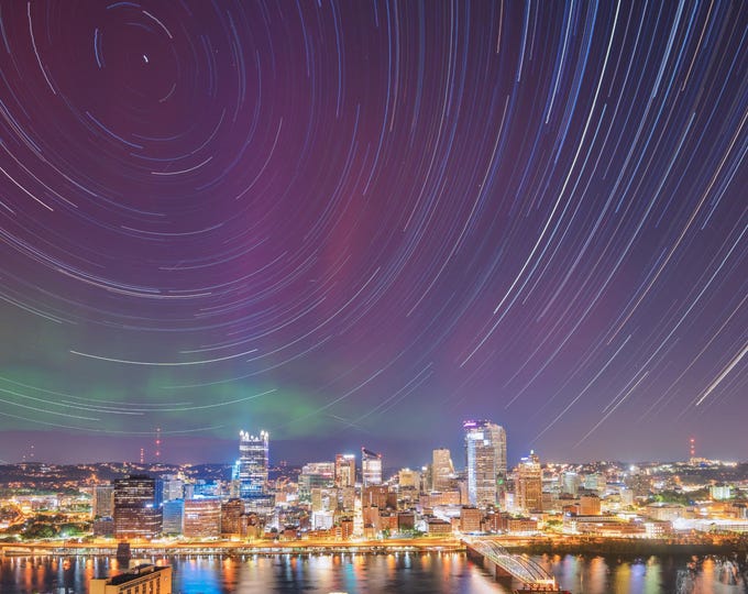 Northern Lights and Star Trails over Pittsburgh - Pittsburgh Prints