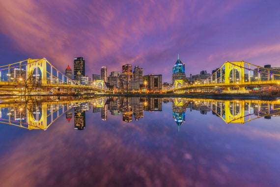Colorful Reflections on the North Shore - Pittsburgh Skyline