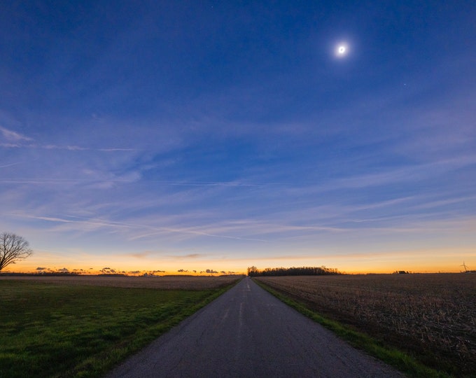 An empty road and the Total Solar Eclipse - Eclipse prints - Various Prints