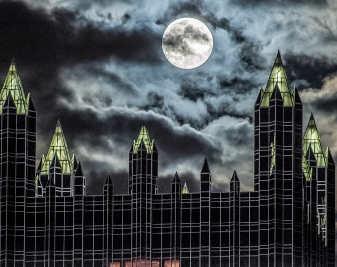 The Supermoon hangs over PPG Place in Pittsburgh - Vivid Metal