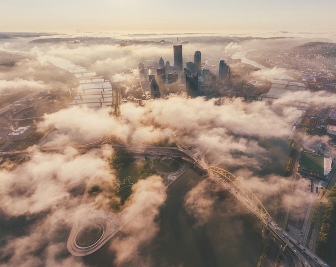 Pittsburgh in the clouds - Pittsburgh skyline - Various Prints