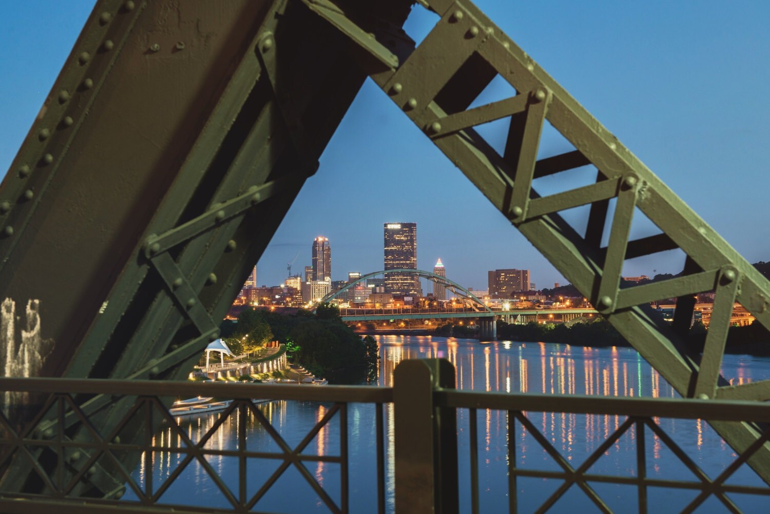 Pittsburgh framed by the Hot Metal Bridge Metal Print