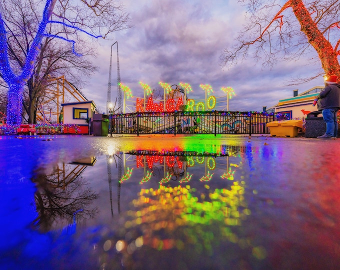 Reflections of the iconic Kangaroo ride at Kennywood Park - Pittsburgh skyline - Various Prints