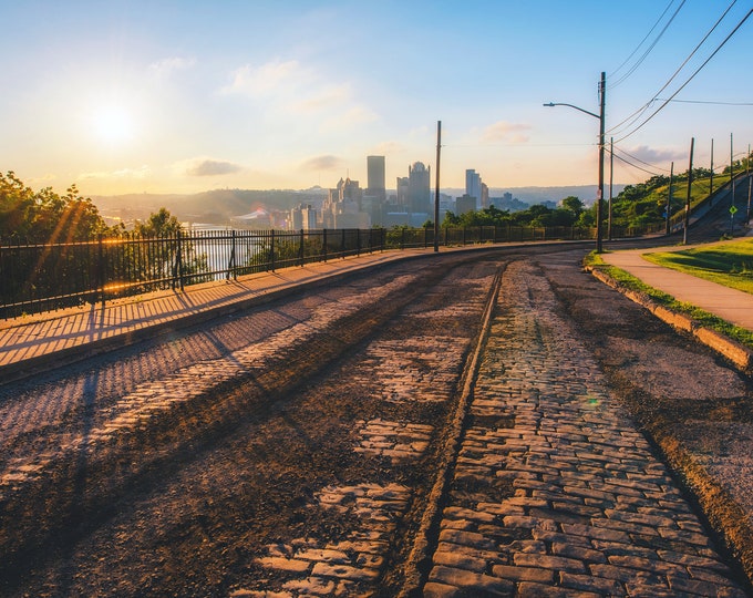 The rails under the road - Pittsburgh skyline - Various Prints
