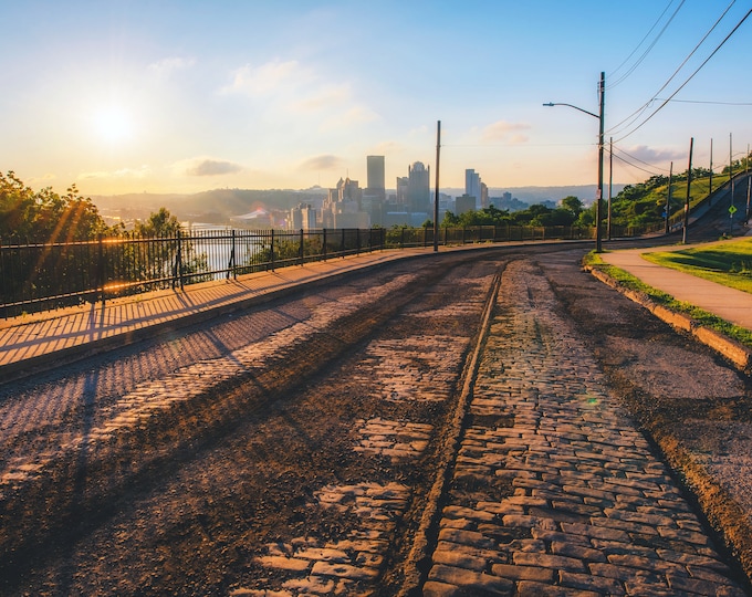 The rails under the road - Pittsburgh skyline - Various Prints