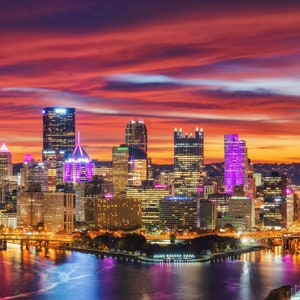 A fiery sunrise over Pittsburgh - Pittsburgh Prints